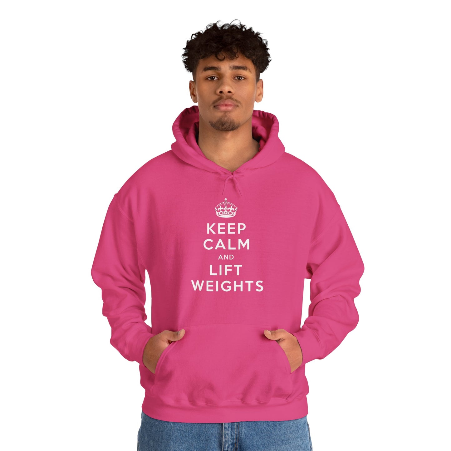 Keep Calm And Lift Weights Unisex Heavy Blend™ Hooded Sweatshirt