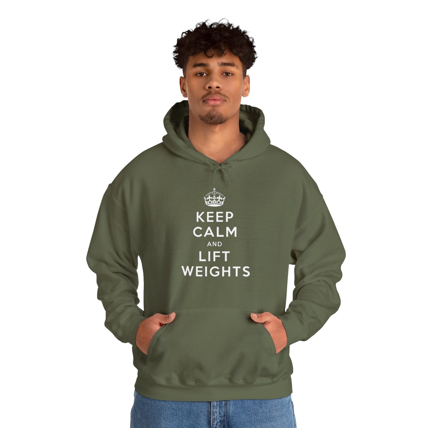 Keep Calm And Lift Weights Unisex Heavy Blend™ Hooded Sweatshirt