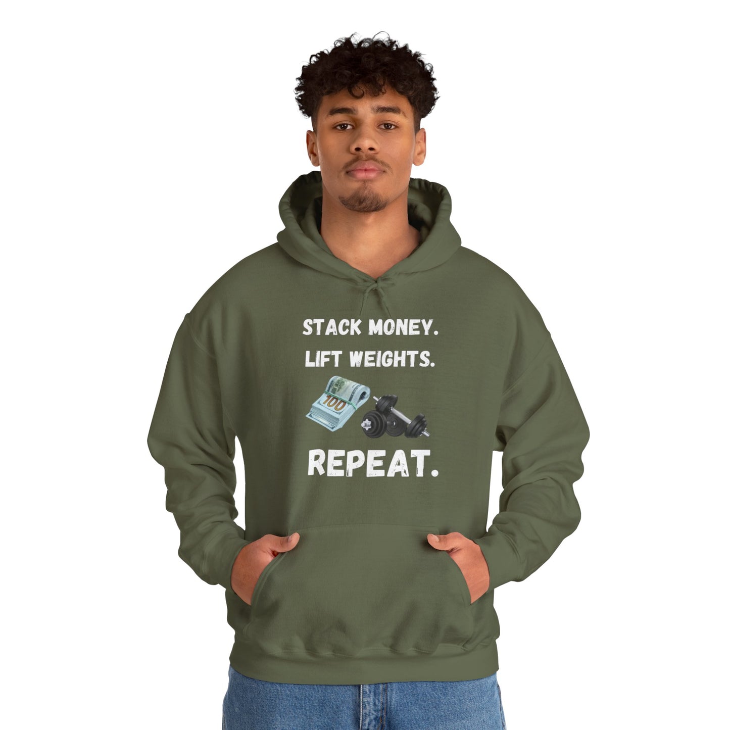 Stack Money, Lift Weights Unisex Heavy Blend™ Hooded Sweatshirt