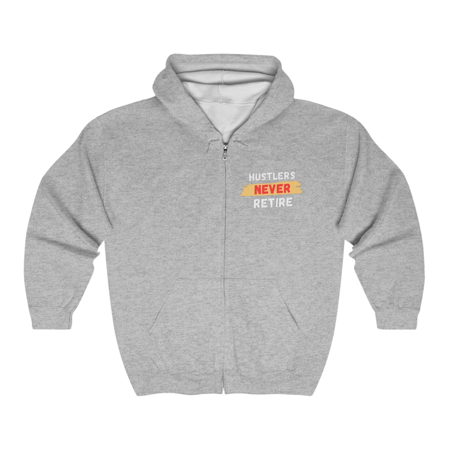 Unisex Heavy Blend™ Hustlers Never Retire Full Zip Hooded Sweatshirt